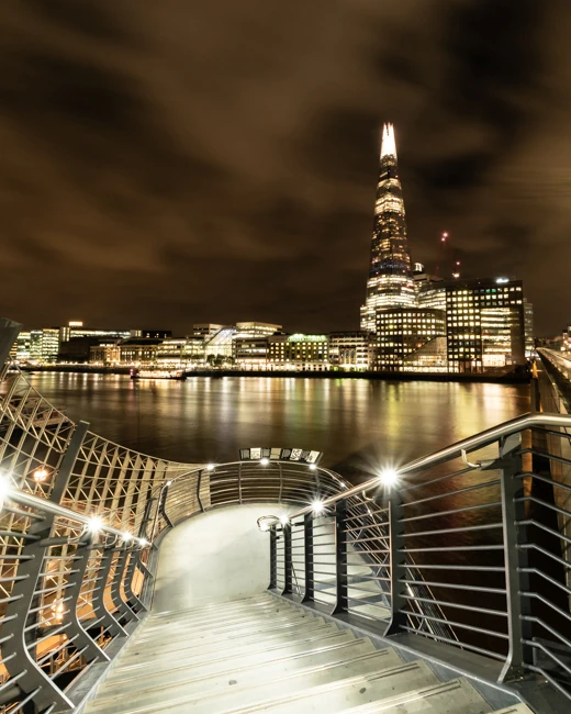 The Shard as part of the London Skyline, seen from across London Bridge and across the River Thames.